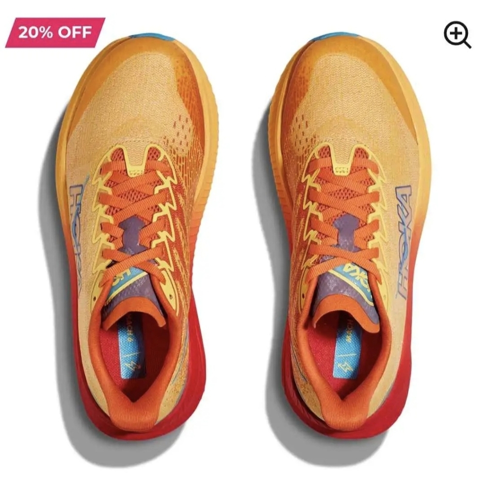 Hoka Orange and Red Running Shoes